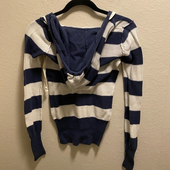 Vintage Victoria’s Secret Pink v-neck striped knit sweater with hood - Picture 5 of 7